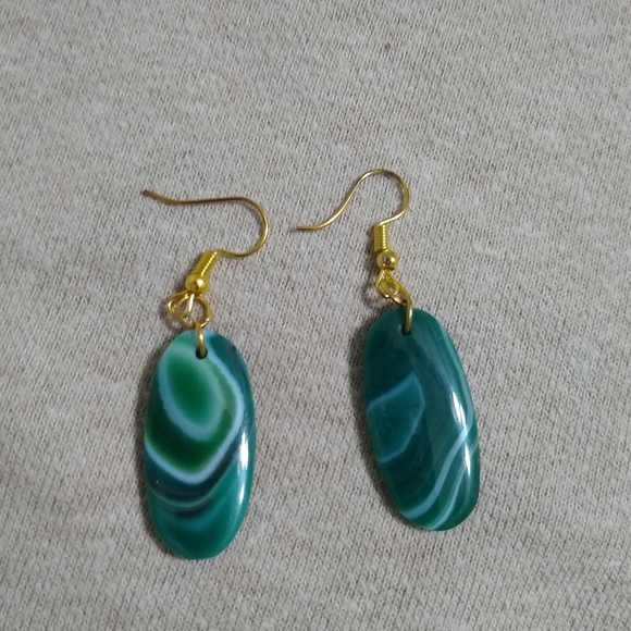 NWT Barse Green Waves Agate Necklace, Earrings Set - Picture 4 of 6